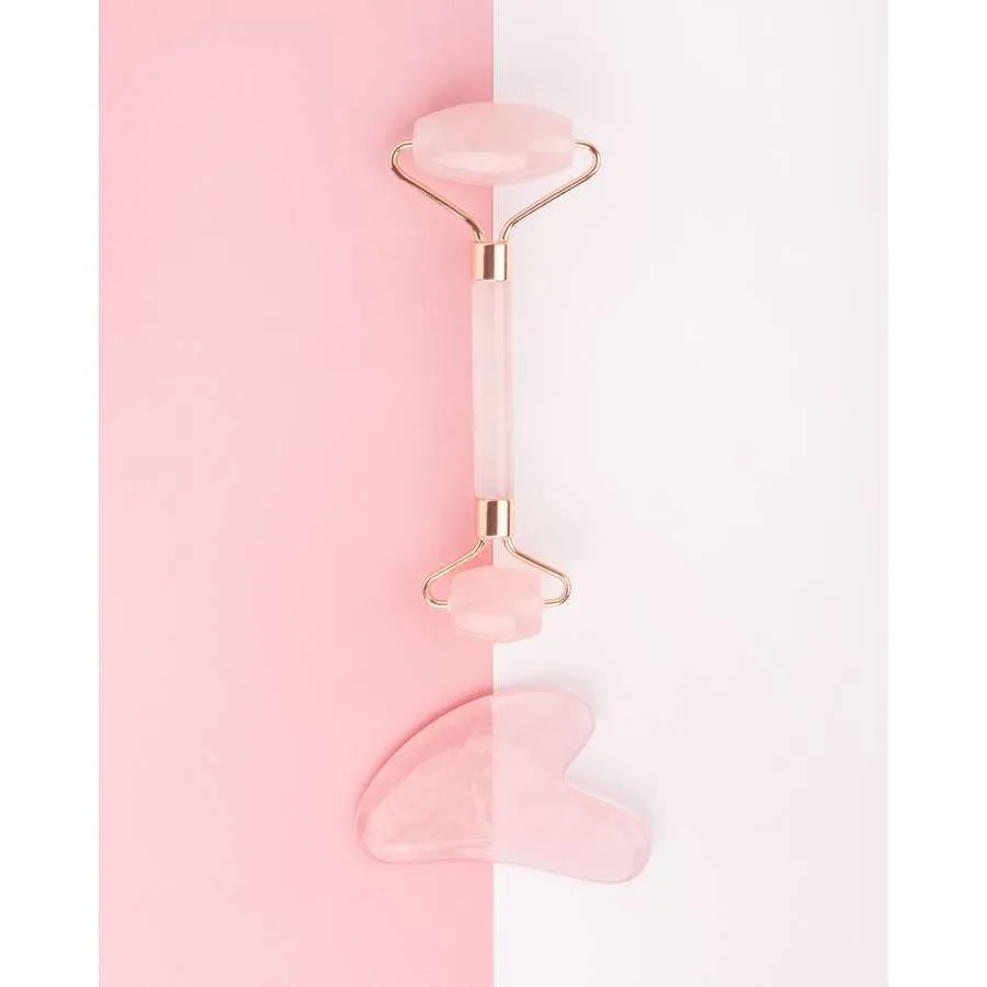 foto rodillo facial rosa y gua sha brushworks 1