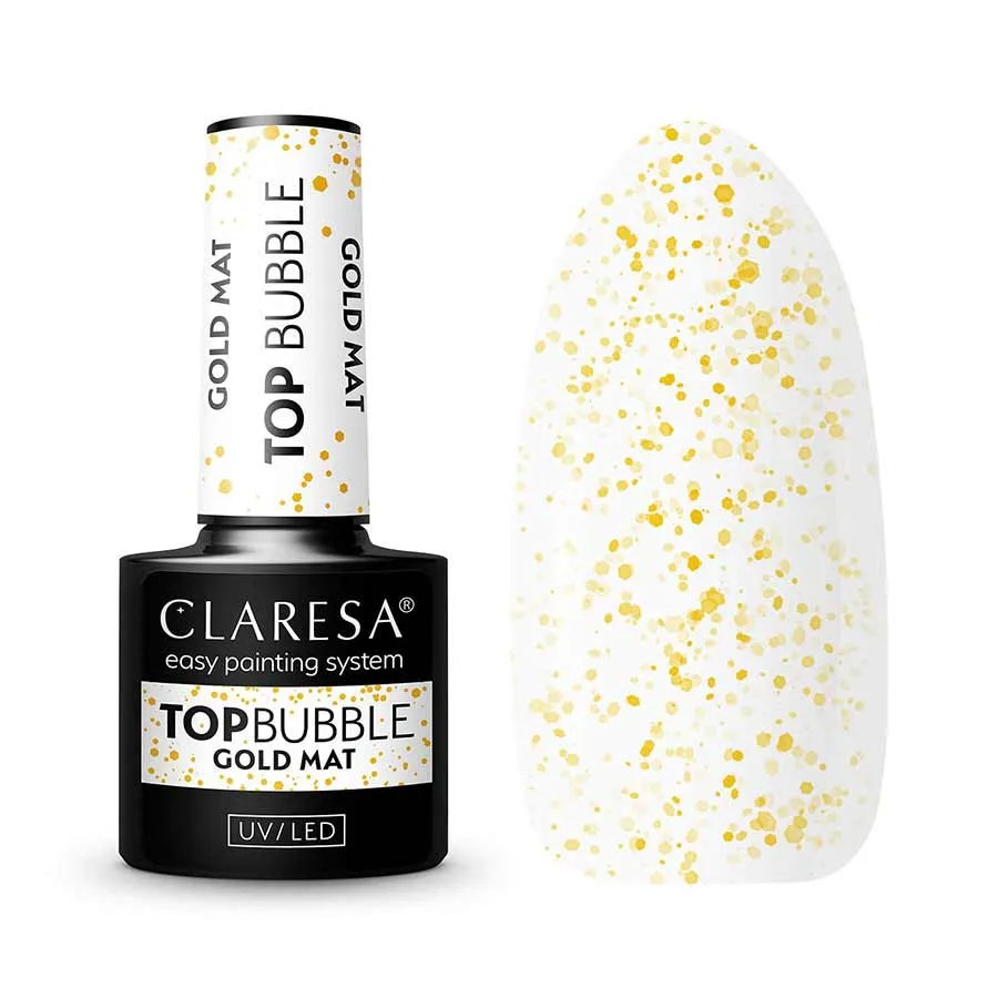 foto top coat semipermanente mate no wipe bubble oro claresa
