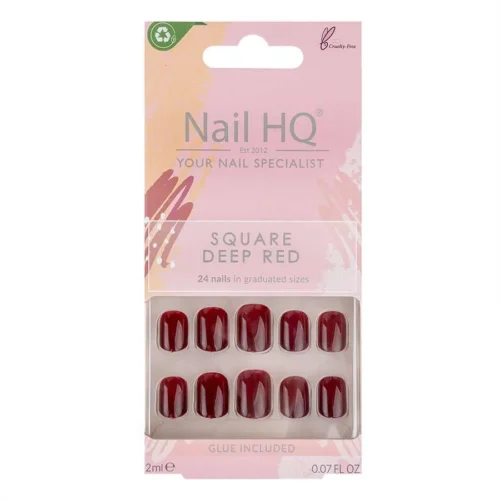 foto uñas postizas nail hq square deep red